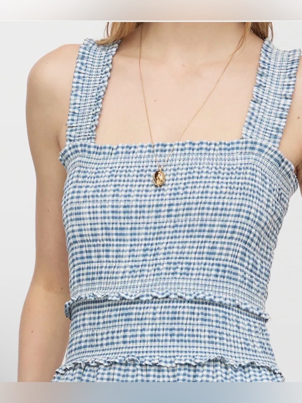 NWOT Hill House Azalea Maxi Dress Small Blue Lagoon Gingham